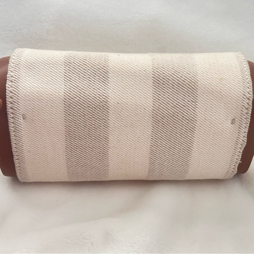 Madison West Striped Cream and Brown Shoulder Bag